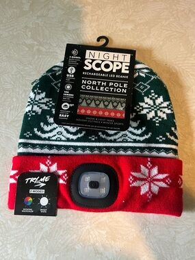Night Scope North Pole Collection Rechargeable LED Beanie - Green & Red